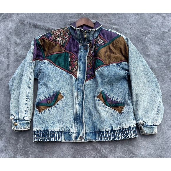 Current Seen Jackets & Blazers - Current Seen Vintage Bomber Jacket Womens Small Acid Wash Tapestry Flannel Lined